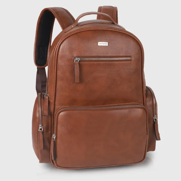 Tan_Casual_Vegan_Leather_Travel_Office_College_Laptop_15.6_Inch_Ykk_Zippers_Water_Resistant_Backpack_For_Unisex