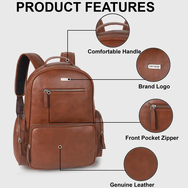 Tan_Casual_Vegan_Leather_Travel_Office_College_Laptop_15.6_Inch_Ykk_Zippers_Water_Resistant_Backpack_For_Unisex