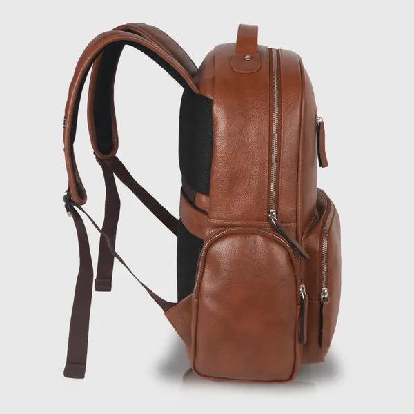 Tan_Casual_Vegan_Leather_Travel_Office_College_Laptop_15.6_Inch_Ykk_Zippers_Water_Resistant_Backpack_For_Unisex