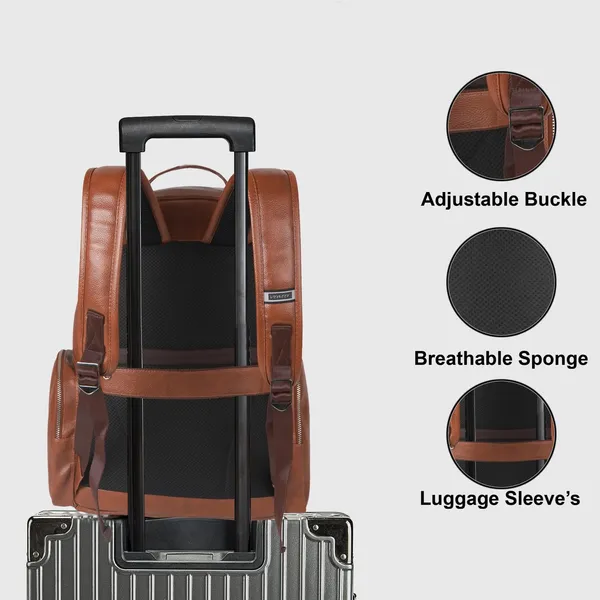Tan_Casual_Vegan_Leather_Travel_Office_College_Laptop_15.6_Inch_Ykk_Zippers_Water_Resistant_Backpack_For_Unisex