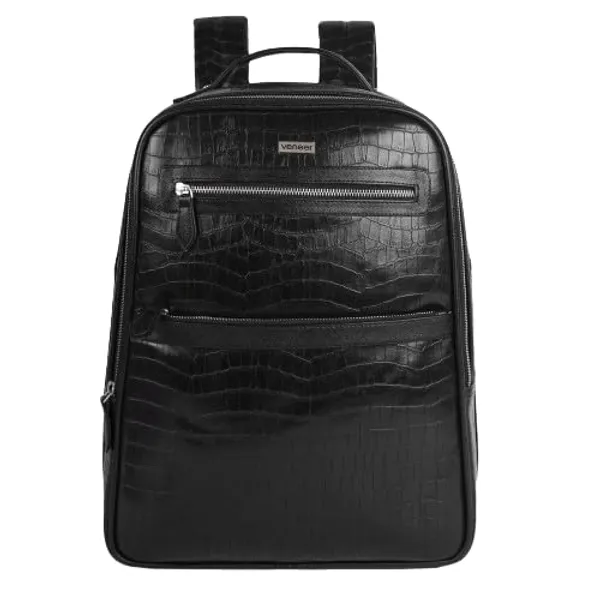 Black_Vegan_Leather_Classy_Laptop_15_In_Crocco_Pattern_Design_Business_College_Office_Ykk_Zippers_Backpack_For_Unisex