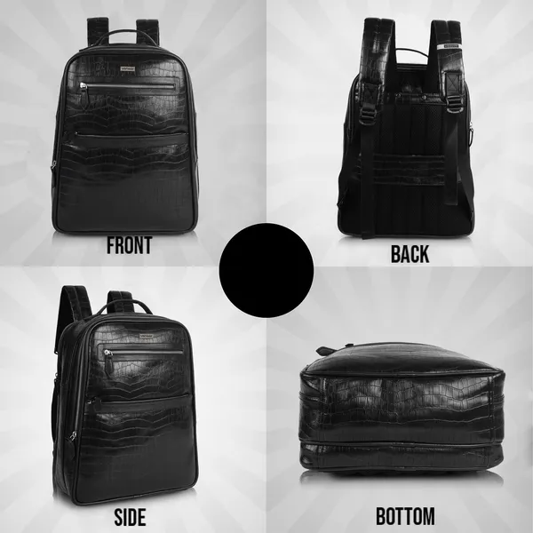 Black_Vegan_Leather_Classy_Laptop_15_In_Crocco_Pattern_Design_Business_College_Office_Ykk_Zippers_Backpack_For_Unisex
