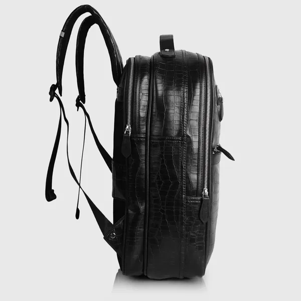 Black_Vegan_Leather_Classy_Laptop_15_In_Crocco_Pattern_Design_Business_College_Office_Ykk_Zippers_Backpack_For_Unisex