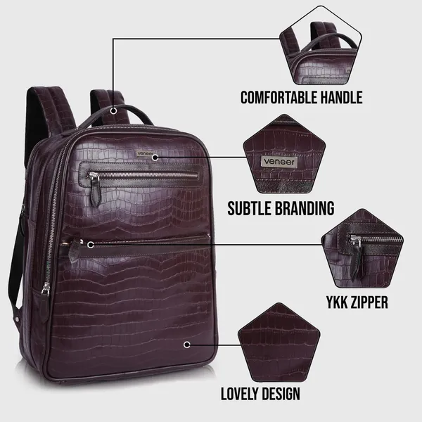 Brown_Vegan_Leather_Classy_Laptop_15_In_Crocco_Pattern_Design_Business_College_Office_Ykk_Zippers_Backpack_For_Unisex