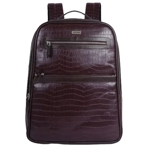 Brown_Vegan_Leather_Classy_Laptop_15_In_Crocco_Pattern_Design_Business_College_Office_Ykk_Zippers_Backpack_For_Unisex