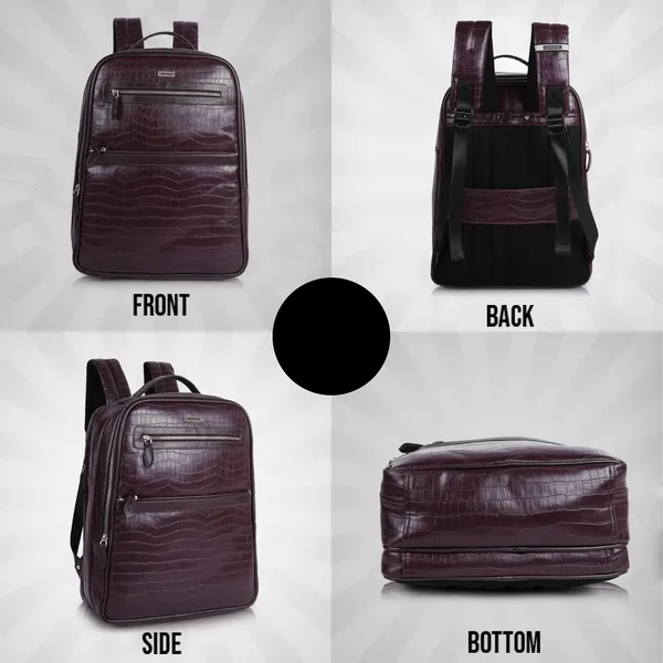 Brown_Vegan_Leather_Classy_Laptop_15_In_Crocco_Pattern_Design_Business_College_Office_Ykk_Zippers_Backpack_For_Unisex