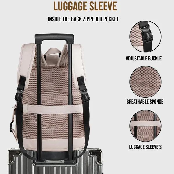 Cream_Casual_Vegan_Leather_Office_15.6_In_Laptop_College_Water_Resistant_Ykk_Zippers_Backpack_For_Unisex