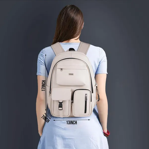 Cream_Casual_Vegan_Leather_Office_15.6_In_Laptop_College_Water_Resistant_Ykk_Zippers_Backpack_For_Unisex