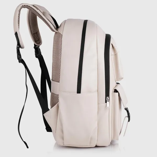Cream_Casual_Vegan_Leather_Office_15.6_In_Laptop_College_Water_Resistant_Ykk_Zippers_Backpack_For_Unisex