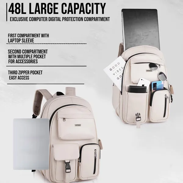 Cream_Casual_Vegan_Leather_Office_15.6_In_Laptop_College_Water_Resistant_Ykk_Zippers_Backpack_For_Unisex