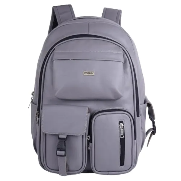 Grey_Casual_Vegan_Leather_Office_15.6_In_Laptop_College_Water_Resistant_Ykk_Zippers_Backpack_For_Unisex