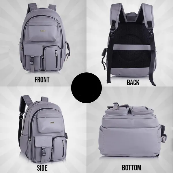 Grey_Casual_Vegan_Leather_Office_15.6_In_Laptop_College_Water_Resistant_Ykk_Zippers_Backpack_For_Unisex