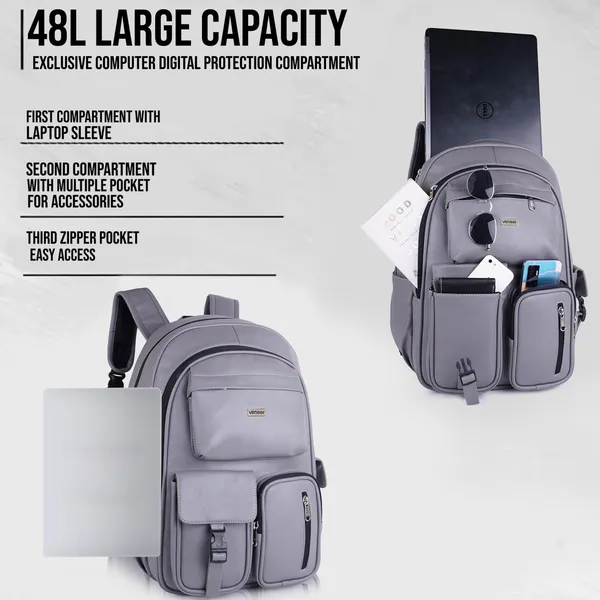 Grey_Casual_Vegan_Leather_Office_15.6_In_Laptop_College_Water_Resistant_Ykk_Zippers_Backpack_For_Unisex