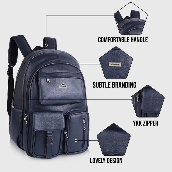 Navy_Blue_Casual_Vegan_Leather_Office_15.6_In_Laptop_College_Water_Resistant_Ykk_Zippers_Backpack_For_Unisex