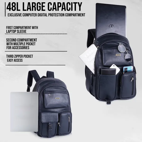 Navy_Blue_Casual_Vegan_Leather_Office_15.6_In_Laptop_College_Water_Resistant_Ykk_Zippers_Backpack_For_Unisex