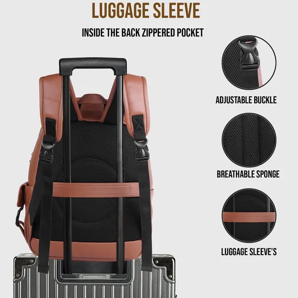 Tan_Casual_Vegan_Leather_Office_15.6_In_Laptop_College_Water_Resistant_Ykk_Zippers_Backpack_For_Unisex