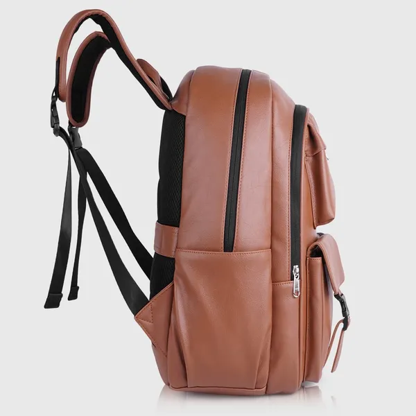 Tan_Casual_Vegan_Leather_Office_15.6_In_Laptop_College_Water_Resistant_Ykk_Zippers_Backpack_For_Unisex