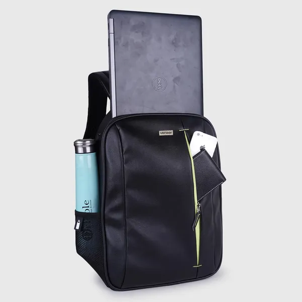 Black_Casual_Vegan_Leather_Neon_Tech_Office_15.6_In_Laptop_College_Business_Water_Resistant_Ykk_Zippers_Backpack_For_Unisex