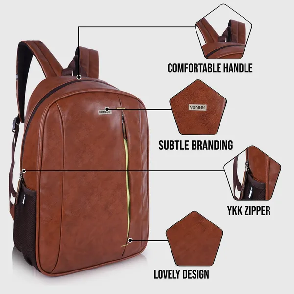 Tan_Casual_Vegan_Leather_Neon_Tech_Office_15.6_In_Laptop_College_Business_Water_Resistant_Ykk_Zippers_Backpack_For_Unisex
