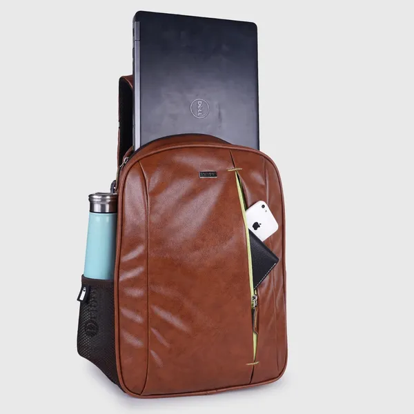 Tan_Casual_Vegan_Leather_Neon_Tech_Office_15.6_In_Laptop_College_Business_Water_Resistant_Ykk_Zippers_Backpack_For_Unisex
