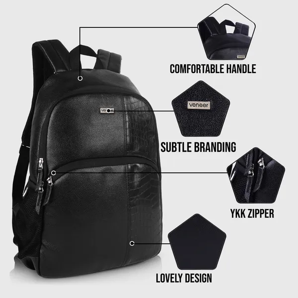 Black_Vegan_Leather_Casual_Laptop_Backpack_For_College_&_Office