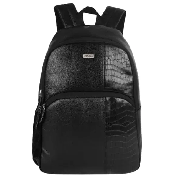 Black_Vegan_Leather_Casual_Laptop_Backpack_For_College_&_Office