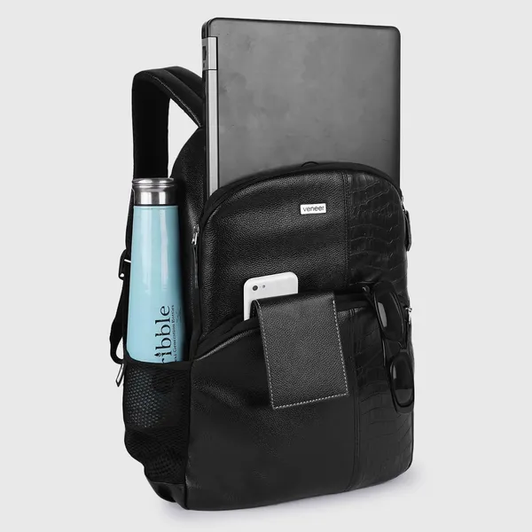 Black_Vegan_Leather_Casual_Laptop_Backpack_For_College_&_Office