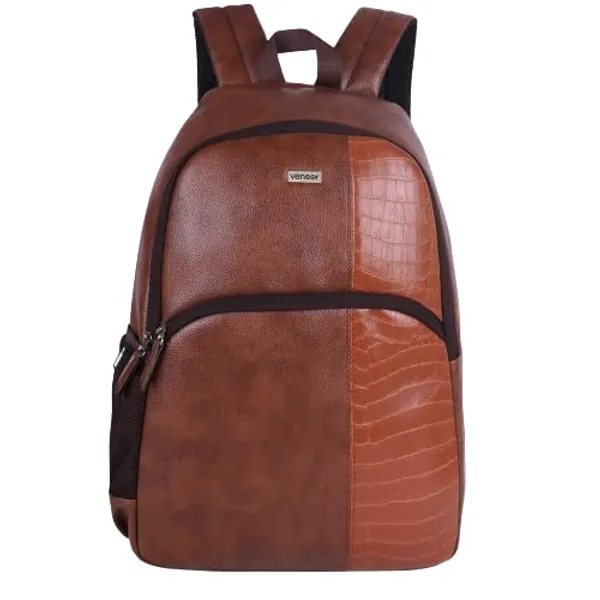 Tan_Vegan_Leather_Casual_Laptop_15_In_Croco_Fusion_Design_Business_College_Office_Ykk_Zippers_Backpack_For_Unisex