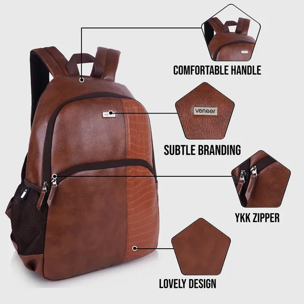 Tan_Vegan_Leather_Casual_Laptop_15_In_Croco_Fusion_Design_Business_College_Office_Ykk_Zippers_Backpack_For_Unisex
