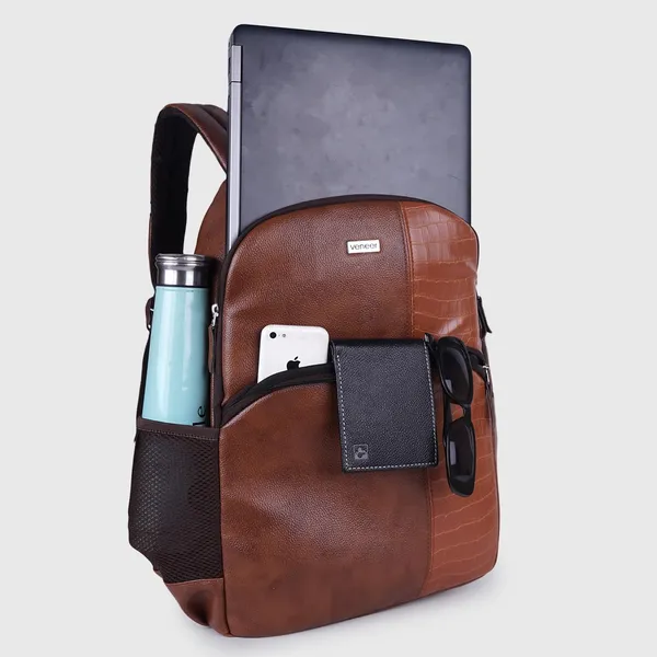 Tan_Vegan_Leather_Casual_Laptop_15_In_Croco_Fusion_Design_Business_College_Office_Ykk_Zippers_Backpack_For_Unisex