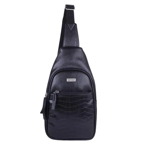 Black_Vegan_Leather_Croco_Pattern_Stylish_Unique_Design_Shoulder_Chest_Crossbody_Fanny_Pack_For_Unisex