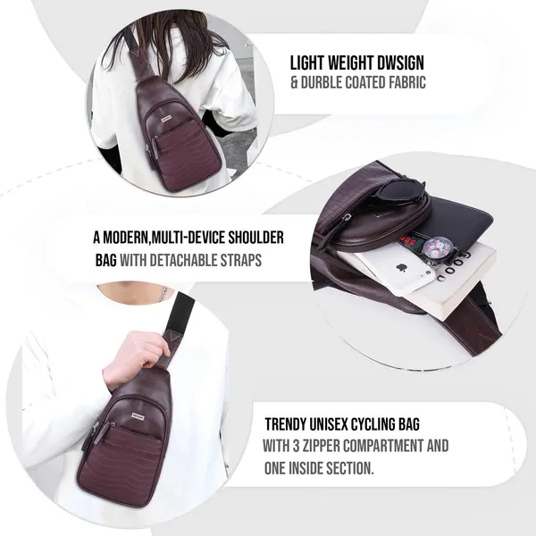 Brown_Vegan_Leather_Croco_Pattern_Stylish_Unique_Design_Shoulder_Chest_Crossbody_Fanny_Pack_For_Unisex