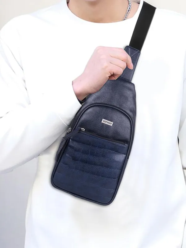 Navy_Blue_Vegan_Leather_Croco_Pattern_Stylish_Unique_Design_Shoulder_Chest_Crossbody_Fanny_Pack_For_Unisex