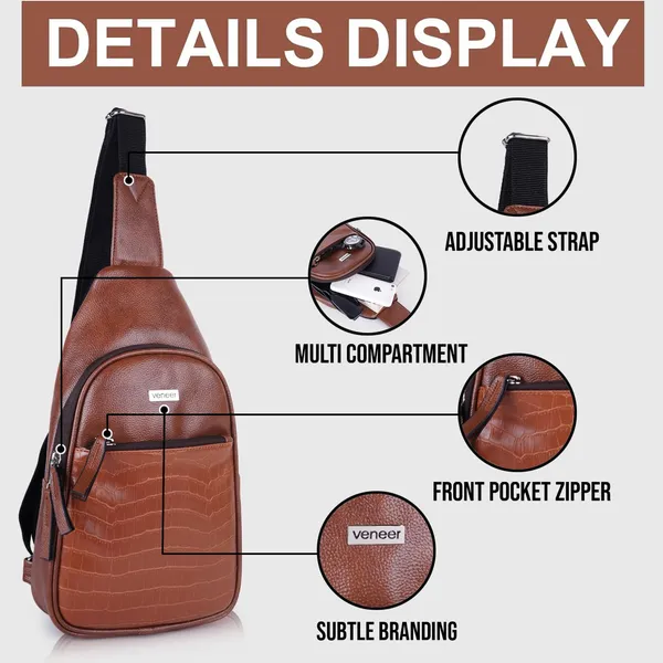 Tan_Vegan_Leather_Croco_Pattern_Stylish_Unique_Design_Shoulder_Chest_Crossbody_Fanny_Pack_For_Unisex