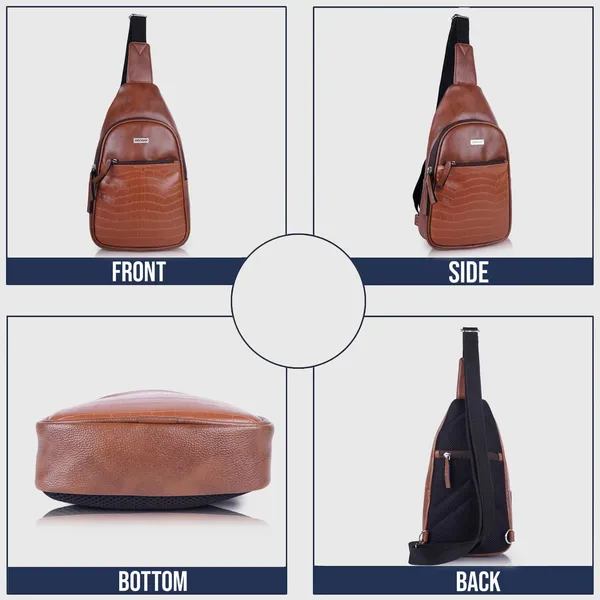 Tan_Vegan_Leather_Croco_Pattern_Stylish_Unique_Design_Shoulder_Chest_Crossbody_Fanny_Pack_For_Unisex