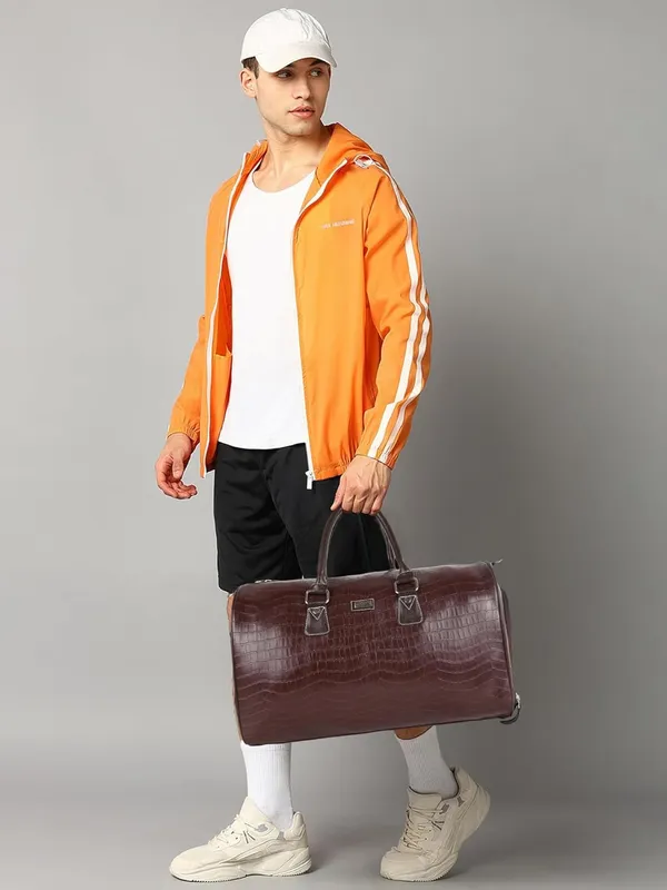 Brown_Vegan_Leather_Croco_Pattern_Casual_Unique_Design_Travel_Shoulder_Crossbody_Daytrip_Business_Trip_Unisex_Duffle_Bag