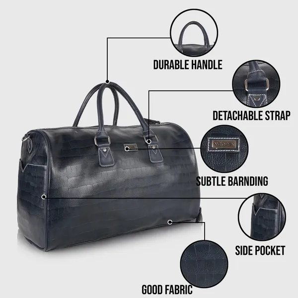Navy_Blue_Vegan_Leather_Croco_Pattern_Casual_Unique_Design_Travel_Shoulder_Crossbody_Daytrip_Business_Trip_Unisex_Duffle_Bag