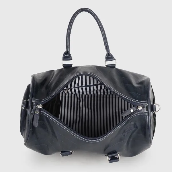 Navy_Blue_Vegan_Leather_Croco_Pattern_Casual_Unique_Design_Travel_Shoulder_Crossbody_Daytrip_Business_Trip_Unisex_Duffle_Bag