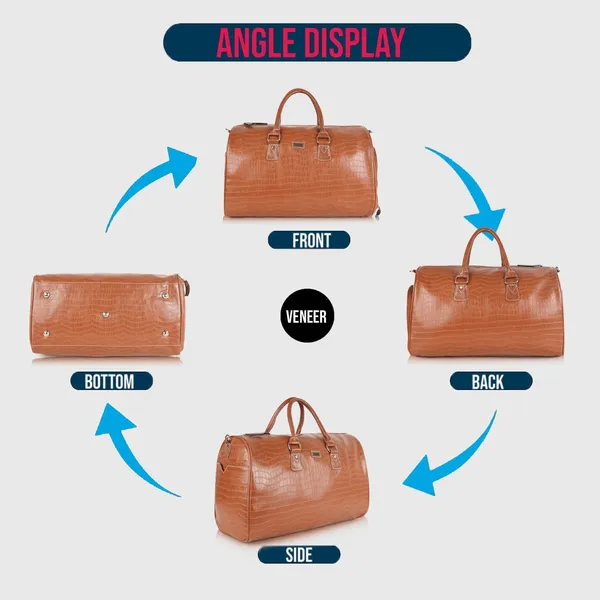 Tan_Vegan_Leather_Croco_Pattern_Casual_Unique_Design_Travel_Shoulder_Crossbody_Daytrip_Business_Trip_Unisex_Duffle_Bag