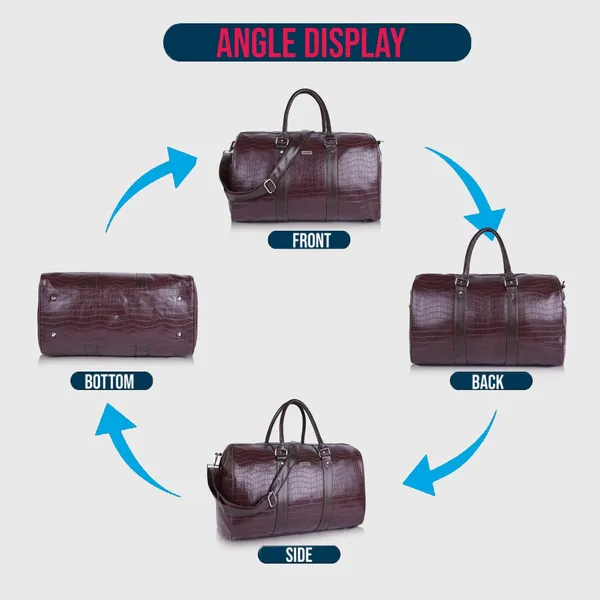 Brown_Vegan_Leather_Croco_Pattern_55_Litre_Stylish_Unique_Design_Travel_Shoulder_Crossbody_Daytrip_Business_Trip_Unisex_Duffle_Bag