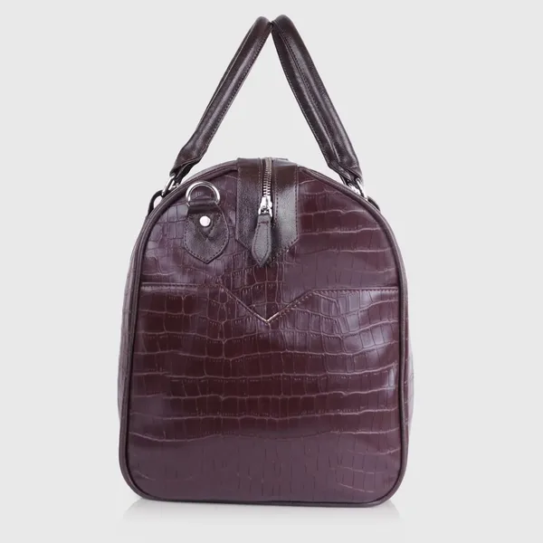 Brown_Vegan_Leather_Croco_Pattern_55_Litre_Stylish_Unique_Design_Travel_Shoulder_Crossbody_Daytrip_Business_Trip_Unisex_Duffle_Bag