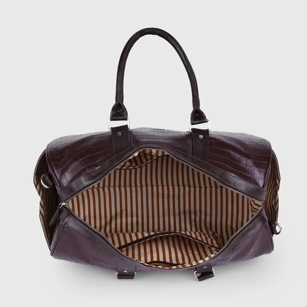 Brown_Vegan_Leather_Croco_Pattern_55_Litre_Stylish_Unique_Design_Travel_Shoulder_Crossbody_Daytrip_Business_Trip_Unisex_Duffle_Bag