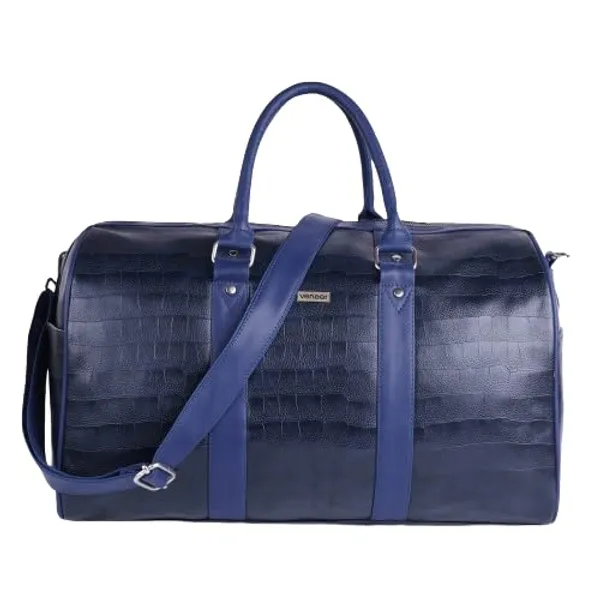 Navy_Blue_Vegan_Leather_Croco_Pattern_55_Litre_Stylish_Unique_Design_Travel_Shoulder_Crossbody_Daytrip_Business_Trip_Unisex_Duffle_Bag