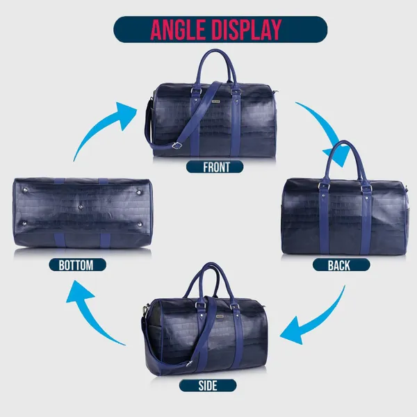 Navy_Blue_Vegan_Leather_Croco_Pattern_55_Litre_Stylish_Unique_Design_Travel_Shoulder_Crossbody_Daytrip_Business_Trip_Unisex_Duffle_Bag