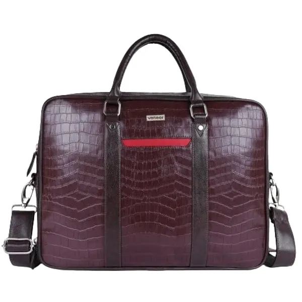 Brown_Vegan_Leather_Croco_Pattern_Stylish_Unique_Design_Laptop_Office_Business_Briefcase_Travel_Messenger_Bag_For_Unisex