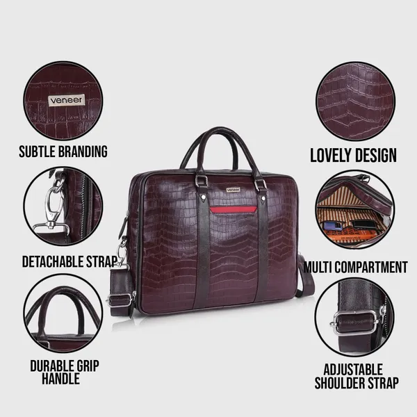 Brown_Vegan_Leather_Croco_Pattern_Stylish_Unique_Design_Laptop_Office_Business_Briefcase_Travel_Messenger_Bag_For_Unisex