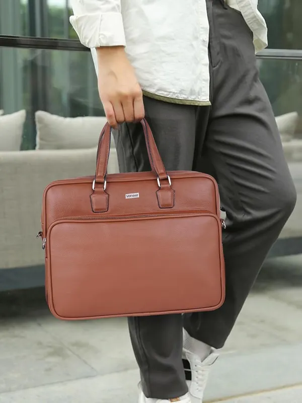 Tan_Vegan_Leather_Stylish_Unique_Design_Laptop_Office_Business_Briefcase_Travel_Crossbody_Messenger_Bag_For_Unisex