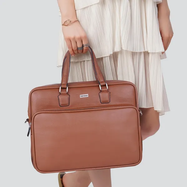 Tan_Vegan_Leather_Stylish_Unique_Design_Laptop_Office_Business_Briefcase_Travel_Crossbody_Messenger_Bag_For_Unisex