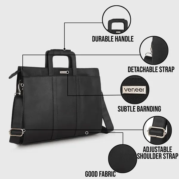 Black_Vegan_Leather_Casual_Classy_Unique_Design_Laptop_Office_Business_Top_Handle_Crossbody_Messenger_Bag_For_Unisex_Laptop_Fitt_Upto_14_Inch