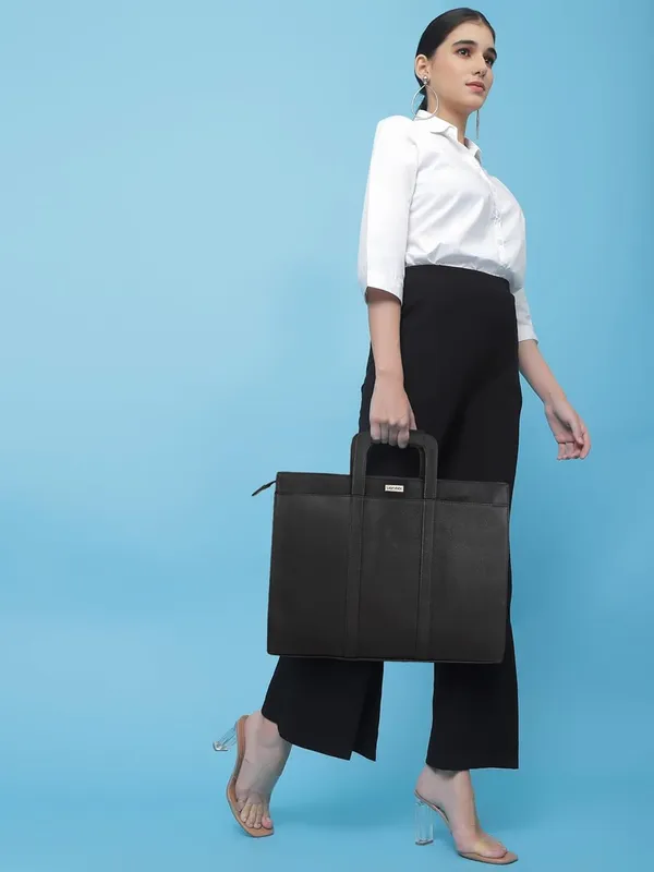 Black_Vegan_Leather_Casual_Classy_Unique_Design_Laptop_Office_Business_Top_Handle_Crossbody_Messenger_Bag_For_Unisex_Laptop_Fitt_Upto_14_Inch